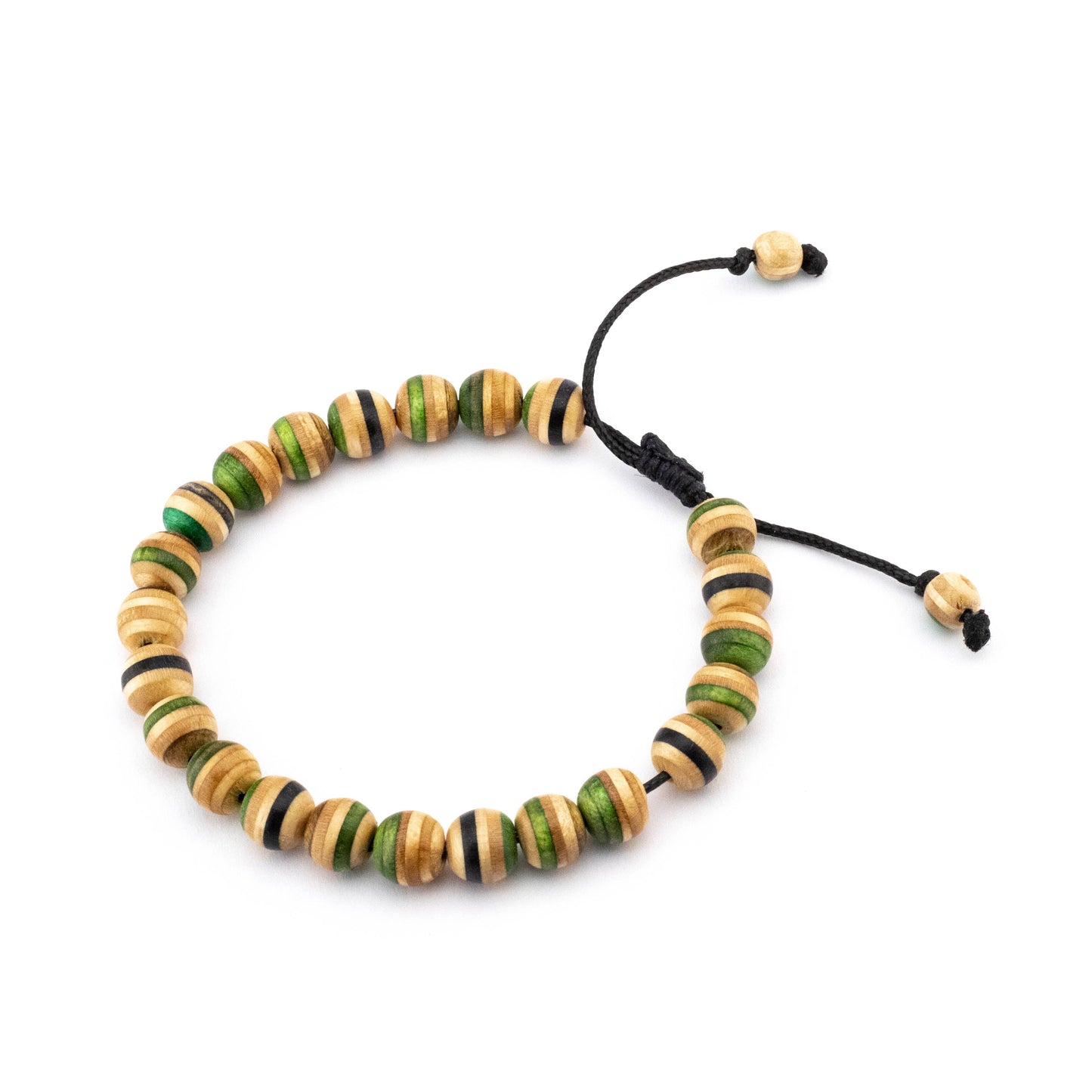 Grünes Armband aus recyceltem Skateboard-Holz