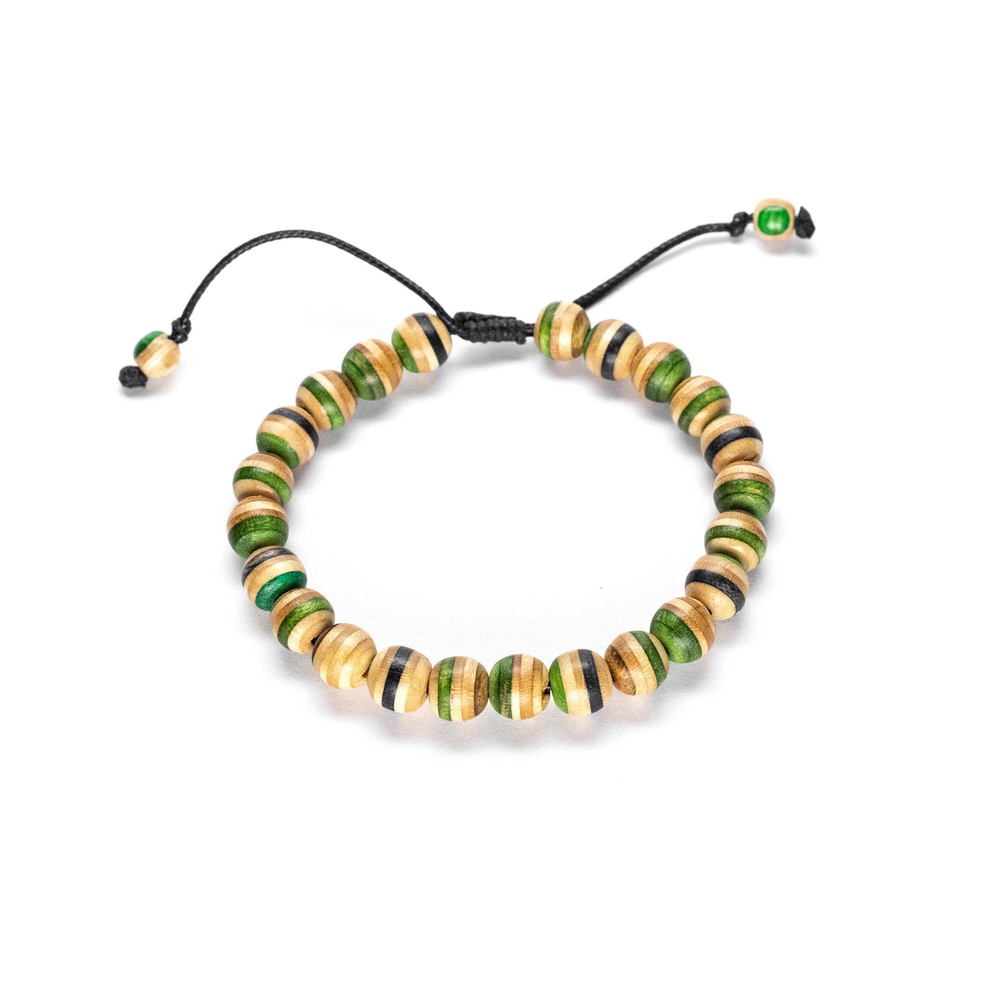 Grünes Armband aus recyceltem Skateboard-Holz