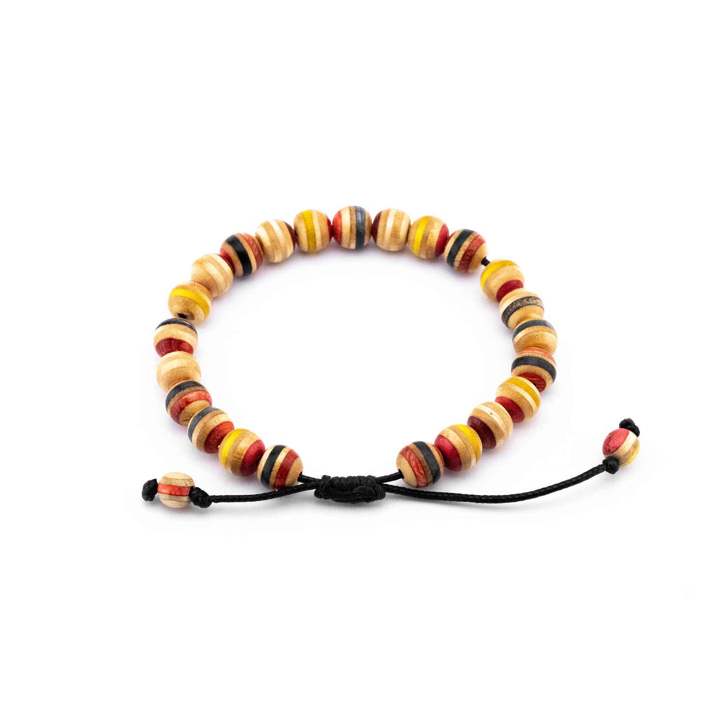 Rotes Armband aus recyceltem Skateboard-Holz