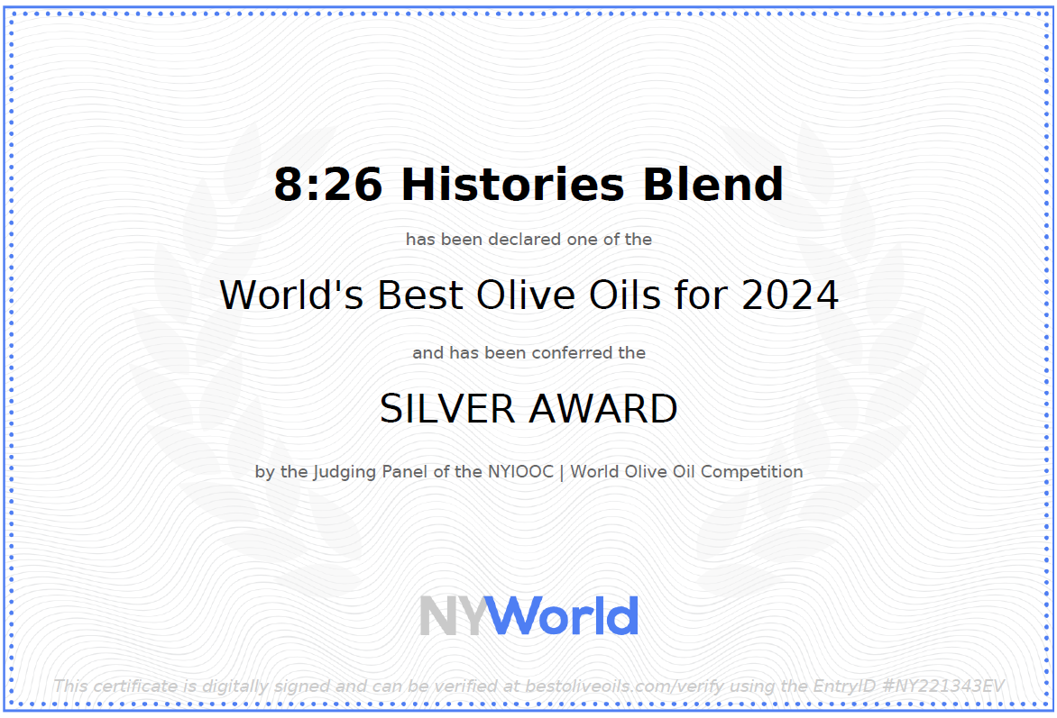 8:26 Histories Natives Olivenöl extra 500 ml Premium Edition