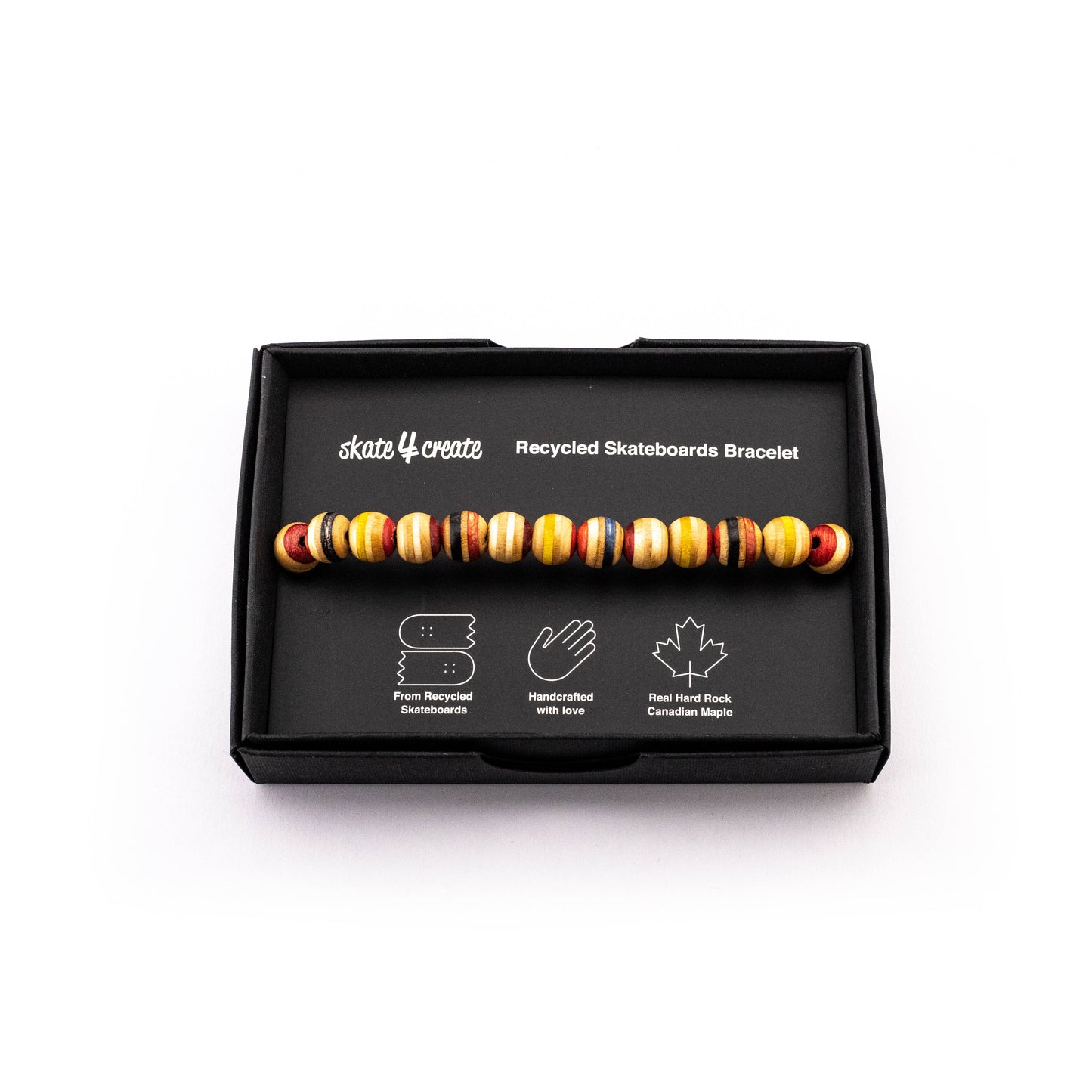 Rotes Armband aus recyceltem Skateboard-Holz