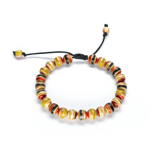 Rotes Armband aus recyceltem Skateboard-Holz